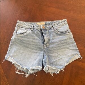 KUT Denim High-Rise Frayed Hem Women's Shorts - Light Blue